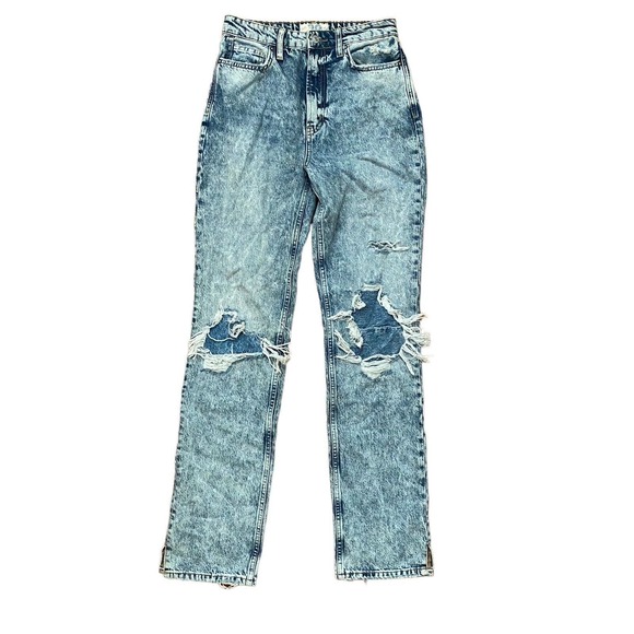 We The Free 29 My Own Lane Jeans High Rise Acid Wash Distressed - Picture 1 of 12